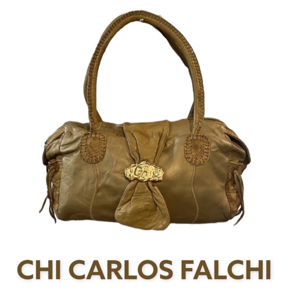 Authentic CHI Carlos Falchi designer vtg leather handbag purse